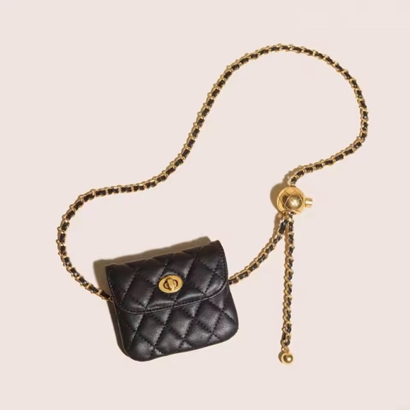Leather Black and gold statement Chain mini bag belt luxury adjustable size main image 10